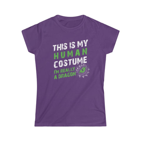 This is My Human Costume I'm Really a Dragon Halloween Lazy Costume Short-Sleeve Women's Softstyle Tee T-Shirt